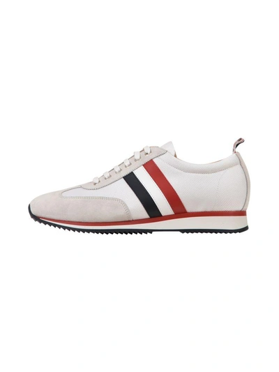 Shop Thom Browne Tech & Suede Sneaker In White