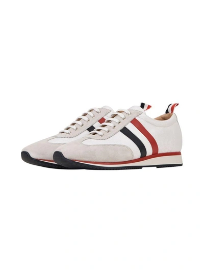 Shop Thom Browne Tech & Suede Sneaker In White