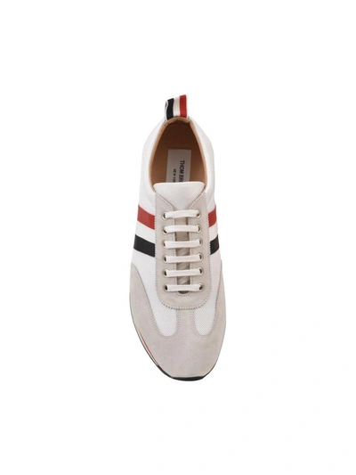 Shop Thom Browne Tech & Suede Sneaker In White