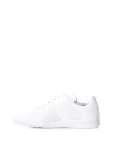 Shop Maison Margiela Replica White Laced Sneakers In Leather