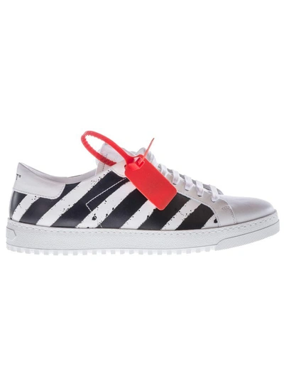 Shop Off-white Striped Sneakers In 0110whiteblack