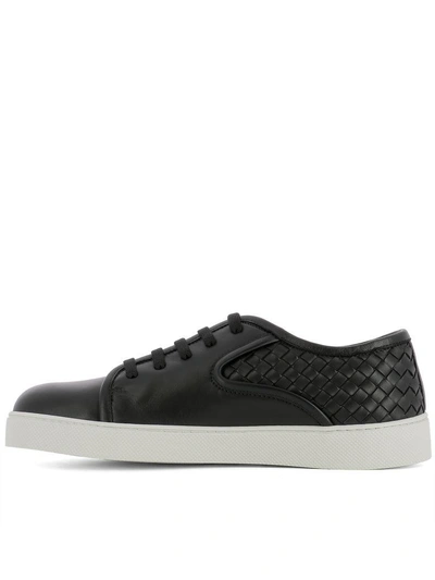 Shop Bottega Veneta Black Leather Sneakers