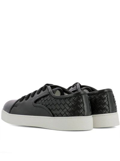 Shop Bottega Veneta Black Leather Sneakers