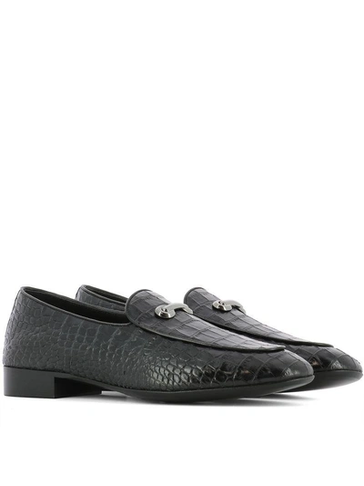 Shop Giuseppe Zanotti Black Leather Loafers