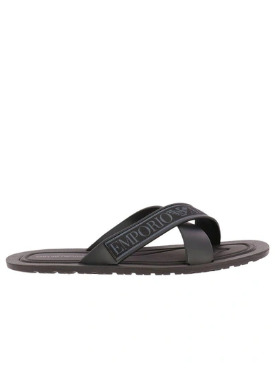 Shop Emporio Armani Sandals Shoes Men  In Black