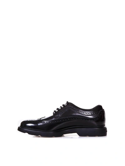 Shop Hogan Route H304 Black Leather Derby Shoes