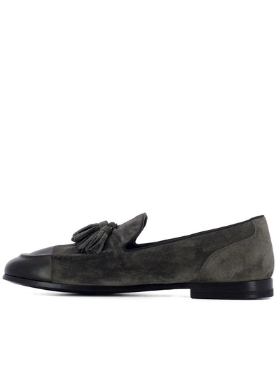 Shop Alberto Fasciani Grey Suede Loafers