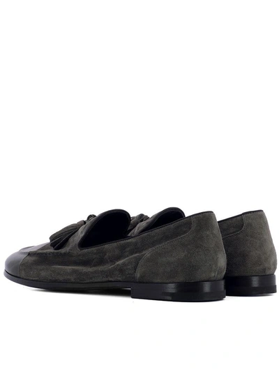 Shop Alberto Fasciani Grey Suede Loafers