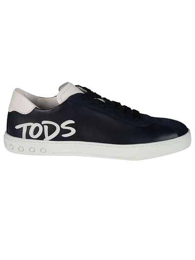 Shop Tod's Logo Patch Sneakers In Galaxy Blue