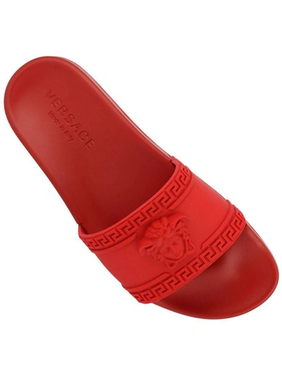 Versace Medusa Cardinal Pool Slides In Red | ModeSens