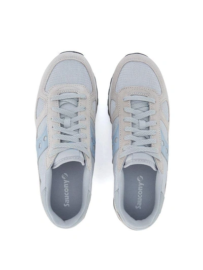Shop Saucony Shadow Grey And Light Blues Suede And Mesh Sneaker In Grigio