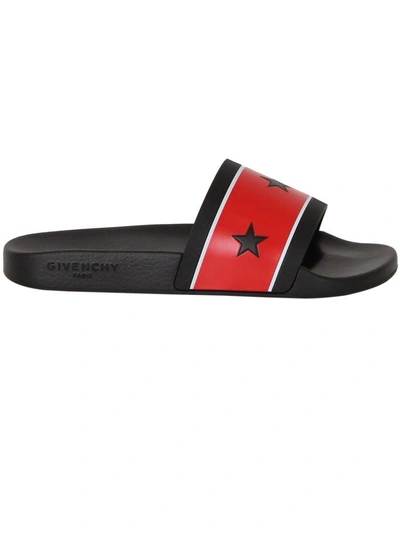 Shop Givenchy Black Red Star Slide Sandals