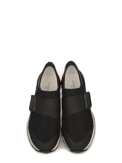 Shop Alberto Guardiani Black Onesoul Leather Slip On Sneakers