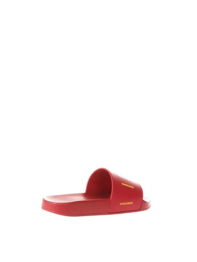 Shop Dsquared2 Red Rubber Icon Slides