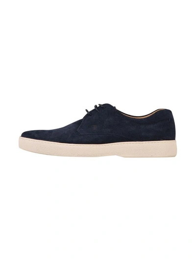 Shop Tod's Lace-up Suede Shoe In Blue
