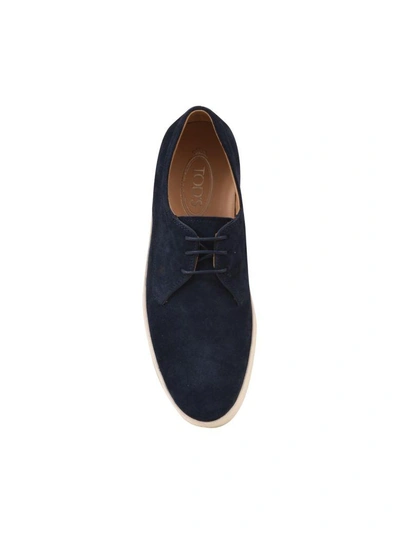 Shop Tod's Lace-up Suede Shoe In Blue
