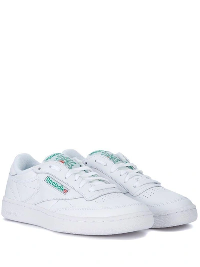 Shop Reebok Club C 85 Archive White Leather Sneaker And Green Logoes In Bianco