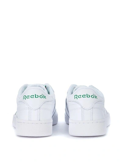 Shop Reebok Club C 85 Archive White Leather Sneaker And Green Logoes In Bianco
