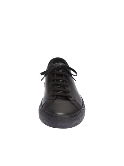 Shop Common Projects Leather Low Top Sneakers In Black