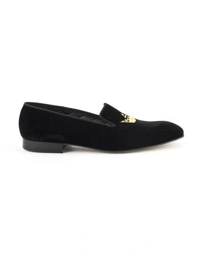 Shop Church's Sovereign Black Velvet Mocassin With Crown Embroidery In Nero