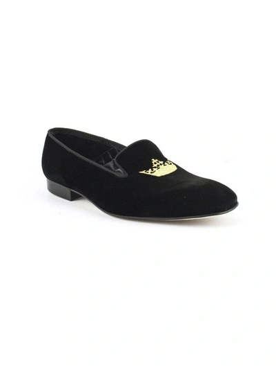 Shop Church's Sovereign Black Velvet Mocassin With Crown Embroidery In Nero