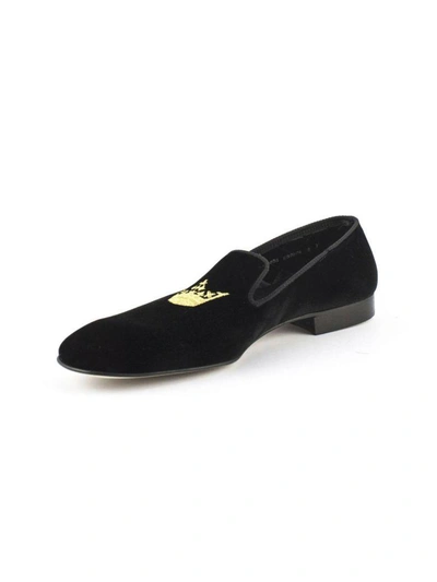 Shop Church's Sovereign Black Velvet Mocassin With Crown Embroidery In Nero