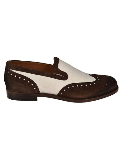 Shop Doucal's Perforated Laceless Oxford Shoes In Brown