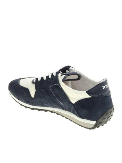 Shop Tod's Logo Sneakers In Blue-white