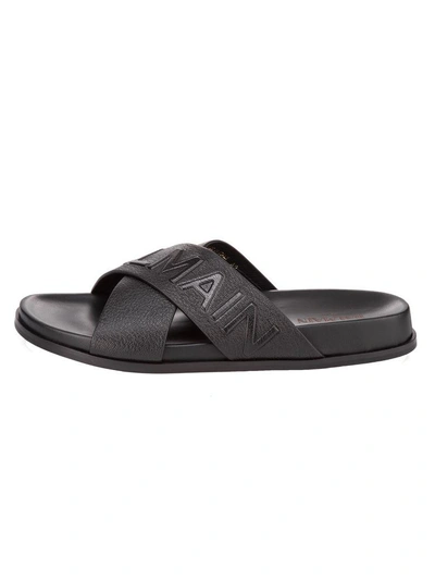 Shop Balmain Paris Sliders In Nero