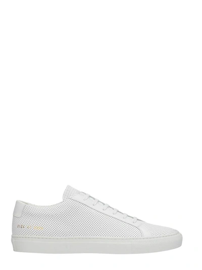 Shop Common Projects Perforated White Leather Sneakers