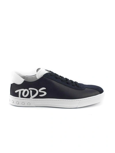 Shop Tod's Sneakers In Blue Leather