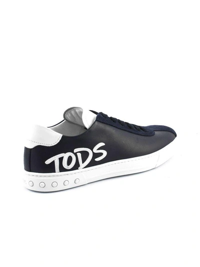 Shop Tod's Sneakers In Blue Leather