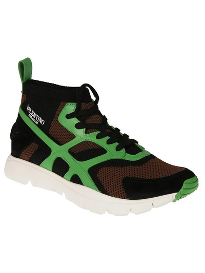 Shop Valentino Sound Sneakers In Nero+verde