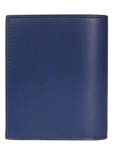 Shop Ferragamo Silver-tone Logo Wallet In Blue