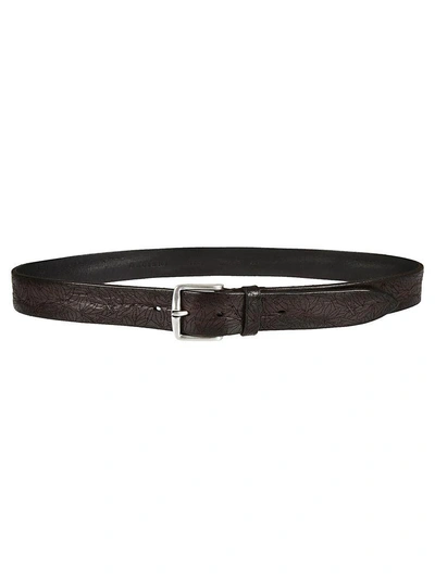 Shop Orciani Floral Perforated Belt In Ebano