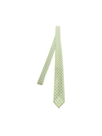 Shop Luigi Borrelli Geometric Pattern Tie In White/green