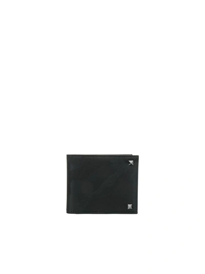 Shop Valentino Camouflage Wallet In Black