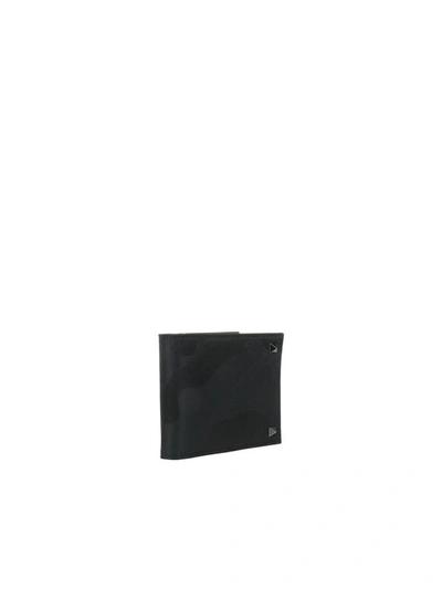 Shop Valentino Camouflage Wallet In Black