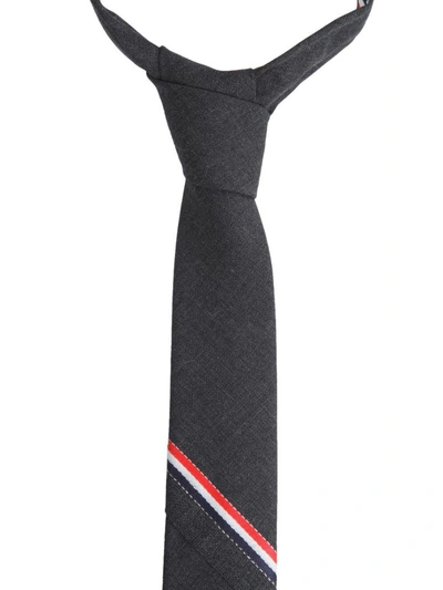 Shop Thom Browne Tie With Stripes Detail In Grigio