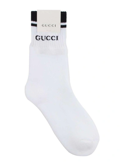 Shop Gucci Socks With Logo In Bianco