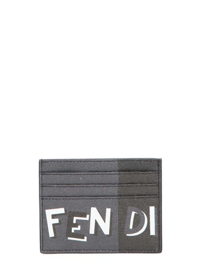Shop Fendi Printed Card Holder In Grigio
