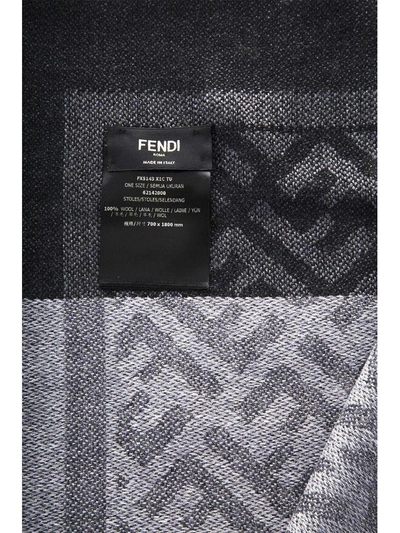 Shop Fendi Ff Logo Scarf In Grey