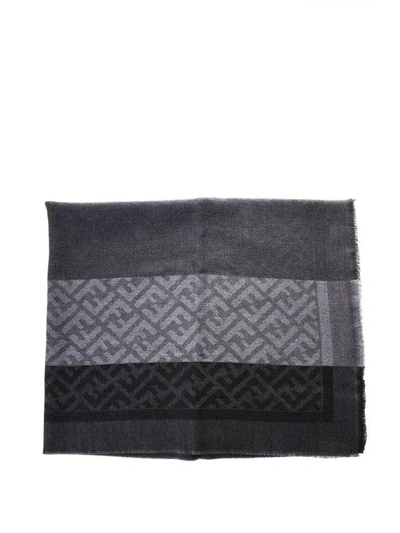 Shop Fendi Ff Logo Scarf In Grey