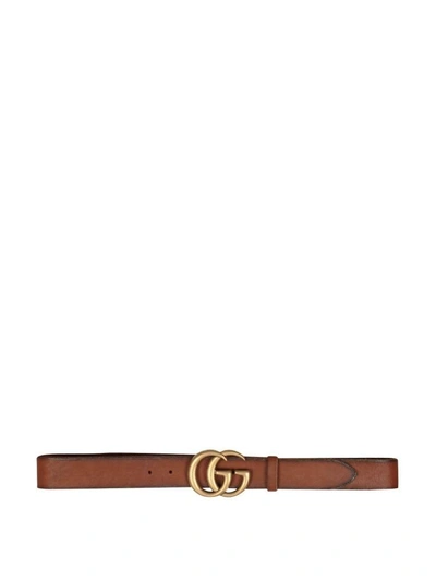 Shop Gucci Leather Belt In Marrone