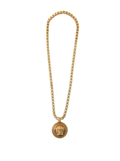 Shop Versace Gold Medusa Necklace In Oro