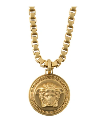 Shop Versace Gold Medusa Necklace In Oro