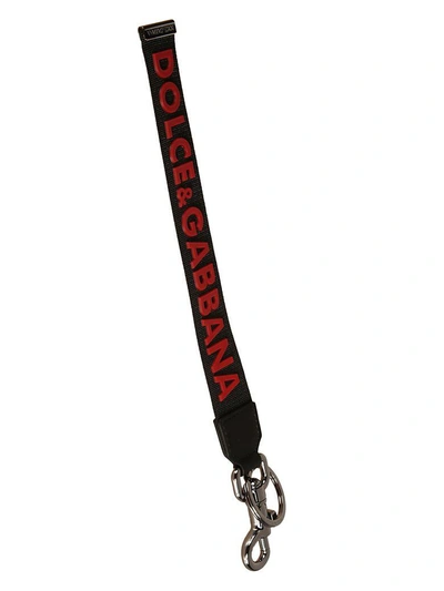 Shop Dolce & Gabbana Logo Tag Keyring In Red