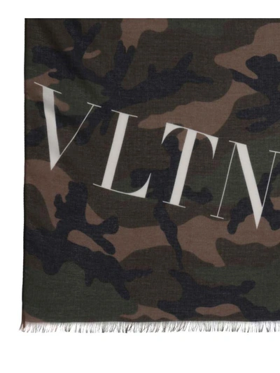 Shop Valentino Vltn Cashmere Blend Camouflage Scarf In Verde