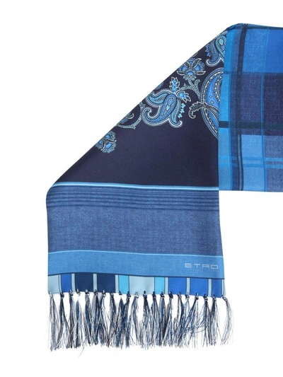 Shop Etro Double Print Scarf In Blu