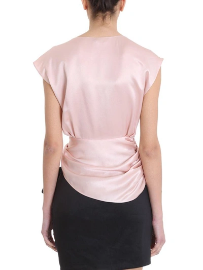 Shop Magda Butrym Durres Pink Silk Top In Rose-pink